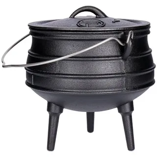 TP BBQ Potjie-Kessel, Südafrikanischer Feuer-Topf aus Gusseisen, mit Deckel und Füßen, Dreibein-Kochtopf zum Schmoren, Kochen, als Camping-Zubehör für Outdoor-Cooking, ca. 3 l