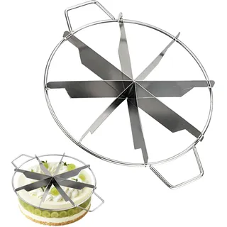 Torteneinteiler Edelstahl, Kuchenteiler Tortenschneider, Rund Kuchenteiler Kuchen Slicer Tortenteiler Mit Seitengriffen, Tortenteiler Zum Schneiden Von 8 Gleichen Tortenstücken, Küche Kuchen Gadget