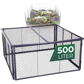 Novatool Garten-Komposter Metall 100x100x50 cm + Deckel oder Boden, mit erweiterbarem Stecksytem, pulverbeschichteter Metallkomposter mit 500 Liter