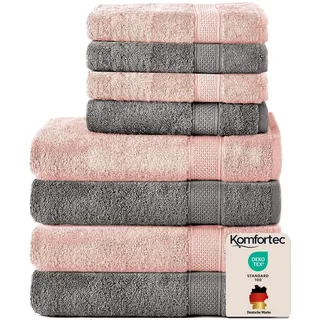 Komfortec Handtuchset 8-tlg. grau/rosa