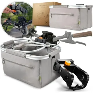 Fahrradkorb Vorne + Inklusive Lenkeradapter E-Bike - 26 Liter - mit Airtag Fahrrad Versteck - Fahrradkorb Vorne Ebike - Lenkerkorb Fahrrad - mit Sc... - Schwarz