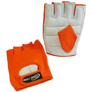 Best Body Nutrition Power Handschuhe, orange – Größe L – Fitness Handschuhe mit komfortablem, gepolstertem Innenhandleder – Atmungsaktiv – Nylon Handrücken, für Training, Gym, Gewichtheben