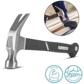 STAHLWERK Klauenhammer 570 g Zimmermannshammer aus Carbon-Stahl mit TPR Griff