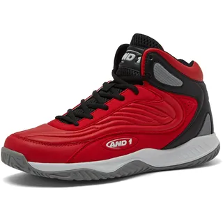 AND1 Pulse 3.0 Basketballschuhe für Herren, drinnen oder draußen, Street oder Court Basketball-Sneaker für Herren, Schwarz, Rot oder Weiß, Größe 40 bis 48, Rot/Schwarz, 12 Women/10.5 Men - 44 EU