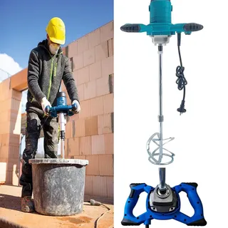 Mörtelrührer Rührwerk 2600W,Betonmischer Handrührgerät Handrührwerk Rührgerät,Industriequalität Betonrührer 1500r/min,6-Gang-Getriebe,M14-Gewinde für Industrie- und Haushaltsmischer