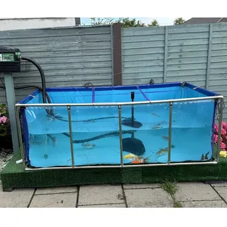 Rygcrud Teichbecken Für Aquarien – Auskleidungen Mit Stahlrahmen, Vorgeformte Teiche Mit Transparentem Fenster Für Fische, Großer Wassertank Für Die Koi-Zucht(150x100x61cm)
