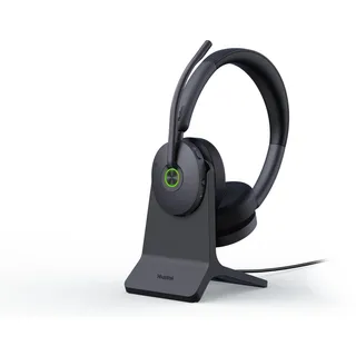 Yealink WH68 Hybrid DECT & Bluetooth Headset mit ANC, 4‐Mikrofon‐Noise‐Cancelling, bis 150m Reichweite, 32h Sprechzeit, Memory‐Schaum, USB‐Ladestation, Teams‐fähig, ideal für Hybrid‐ und Büroarbeit