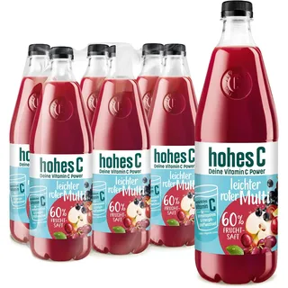 hohes C leichter roter Multi (6 x 1l), 60% Fruchtsaft, roter Multivitaminsaft, Vitamin C, ohne Zuckerzusatz laut Gesetz, vegan