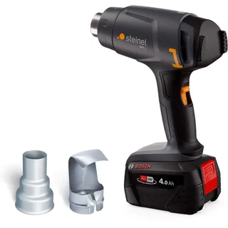 Steinel Akku Heißluftpistole MH 1 Set, inkl. 4.0 Ah 18V Bosch PFA Akku, Heißluftfön kabellos, 2 Temperaturstufen 300°C/450°C, zum Löten und Schrumpfen