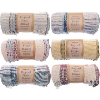 1 x Picknickdecke aus recycelter Baumwolle, 120 cm x 150 cm.