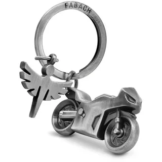 FABACH Motorrad Schlüsselanhänger mit Schutzengel - Geschenk Engel Schlüsselanhänger für Motorradfahrer - Geschenke Motorrad Glücksbringer Fahr vorsichtig