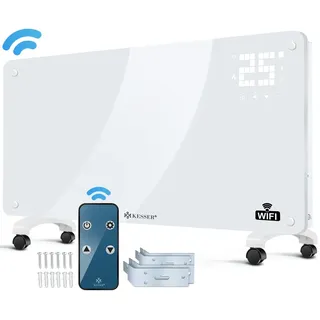 Kesser KESSER® Glaskonvektor Glasheizung Elektroheizkörper APP WiFi Funktion Inkl. Fernbedienung Elektroheizung Stand- oder ? Wand Heizung Heizkörper ? LCD-Display ? Timer 2500 Watt