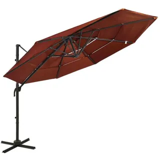 vidaXL Sonnenschirm mit Aluminium-Mast Ø 300 cm terrakottarot