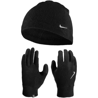 Nike Dri-FIT Fleece Winterset Laufhandschuhe mit Mütze Herren 082 black/black/silver S/M