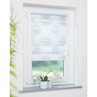 GARESA Doppelrollo Blüte 45 x 150 cm grau/weiß