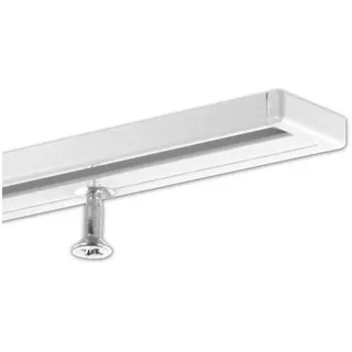 Gardineum 2.40 m (2 x 1.20 m + Verbinder) Vorhangschiene, Aluminium, 1-läufig, vorgebohrt, weiß, glatte glänzende Oberfläche