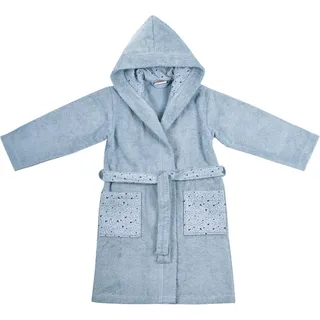 Wörner Kinderbademantel WÖRNER "Wal" Gr. 86, blau (stahlblau), L:60cm, Baumwoll-Webfrottier, Hausmäntel, mit Stickerei, mit Tasche, maschinenwaschbar, trocknergeeignet