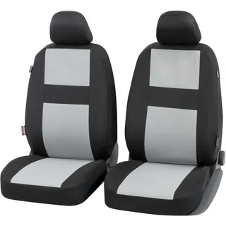 Walser Auto-Sitzbezug Glasgow 2 Vordersitzbezüge, Universal PKW-Sitzbezüge Polyester, Auto-Schonbezüge für Normalsitze, Autositzschoner schwarz-grau