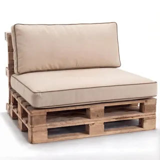Gutekissen® Palettenkissen Set für Gartenmöbel – Sitz- und Rückenkissen für Europaletten, Outdoor Auflagen für Palettensofa & Lounge PWK (Creme, Deko Kissen 50x50)