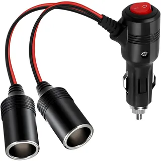 Zigarettenanzünder Verteiler, Zigarettenanzünder Stecker, 12V Stecker,1 bis 2 KFZ Auto Zigarettenanzünder Stecker mit Schalter 12V/24V für Tragbare DVD-Player, Auto, LKW, Bus-Kamera, Auto DVR