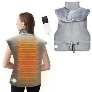 Nacken Schulterwärmer 60x100cm, Rücken Schulterheizkissen, Elektrischer Schal mit Wärmefunktion Elektrische Physiotherapie Heizdecke, Nacken Schulter und Rückenheizkissen mit Automatischer Abscha