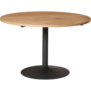 Mid.you Esstisch, Schwarz, Eiche, Metall, Holzwerkstoff, rund, Säule, rund, Bodenplatte, 120x76x120 cm, Bsci, Esszimmer, Tische, Esstische, Esstische rund