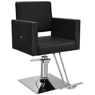 COSTWAY Armlehnstuhl, Friseurstuhl hydraulisch, 360° drehbar, mit Fußstütze schwarz