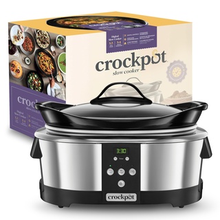 Crockpot, elektronischer Schongarer | 5,7 l (5–6 Personen) | programmierbar mit digitalem 20-Stunden-Timer | Edelstahl [SCCPBPP605], Silber