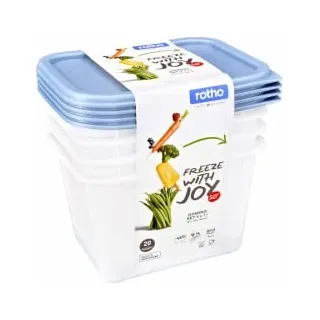 Rotho DOMINO Gefrierdosen, blau 6116706161 , 1 Set = 4 x 1 Liter