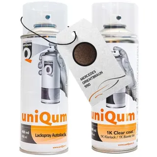 uniQum Spraydose Autolack + Klarlack für MERCEDES ORIENTBRAUN 990 Autolack Reparatur 2x 400 ml