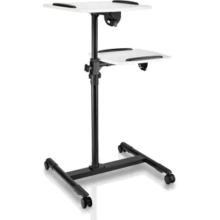 Hama 00077510 Beamertisch mit 2 Ebenen (42 x 50/40 x 35 cm), höhenverstellbar, mit Rollen