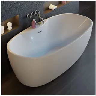 Tronitechnik Freistehende Badewanne ANAFI Maße ca. 170 x 80 x 58cm Wanne - Füllmenge 195 Liter, aus Acryl mit Siphon