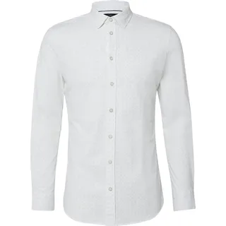 s.Oliver Tailored Fit: Langarmhemd aus Edeljersey mit All-over-Print - weiß - 42