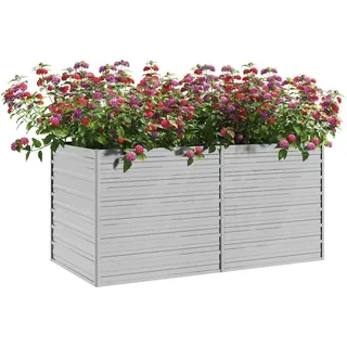 vidaXL Garten-Hochbeet verzinkter Stahl rechteckig 160 x 80 x 77 cm Silber 