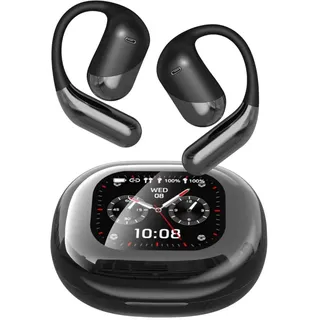 Übersetzer Kopfhörer - 144 Sprachen ki Kopfhörer mit Echtzeit übersetzung Translator Earbuds für Echtzeitübersetzung mit LCD-Touchscreen, Kopfhörer Übersetzer Echtzeit mit App für iOS Android Schwarz