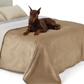 Lesure wasserdichte Hundedecke Grosse Hunde - 274x218cm waschbar Hundedecke Outdoor, Fleece Sofaschutz Decke groß, Katzendecke flauschig für Couch, Kamel