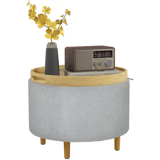 Homcom Sitzhocker Ottomane mit Stauraum Polyester 56 x 42 x 56 cm Grau
