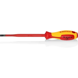 Knipex 98 20 65 SL Schraubendreher (Slim) für Schlitzschrauben isolierender Mehrkomponenten-Griff, VDE-geprüft brüniert 262 mm