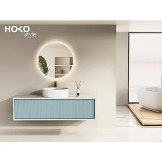 Hoko Badspiegel LED Antibeschlag rund 60cm+LED Wechsel Warmweiß-Kaltweiß-Neutral 2700-6500K. Licht mit Touch Schalter/Wandschalter einschaltbar).... - Transparent