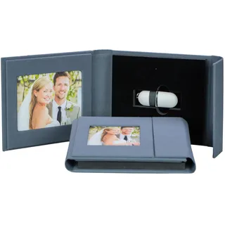 USB-Case mit 2 Bildfenster. USB Hülle, Tasche, Album. (Hgray)