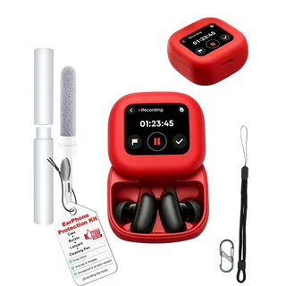 toergy Silikon Hülle für Anker Soundcore Liberty 5 Pro Max Wireless Earbuds, Stoßfeste Schutzhülle mit Karabiner für Alltag, Reise, Laufen & Fitness, Rot