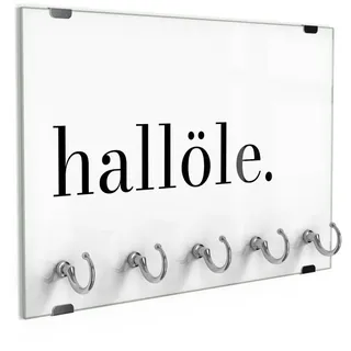 DEQORI Schlüsselbrett 'Hallöle - Schriftzug', (1 St), Schlüsselhalter Schlüssel Haken Schlüsselboard modern Schlüsselleiste schwarz