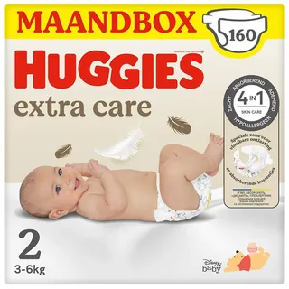 Huggies Extra Care Bebè, Windeln Größe 2 (3-6 kg), sehr saugfähig, Disney-Design, Vorratspackung, 160 Stück