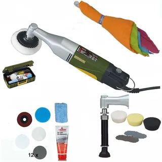 PROXXON Poliermaschine / Winkelpolierer WP/E Set - inkl. PROXXON Profi-Schleif- und Polierset und 80 mm Verlängerung