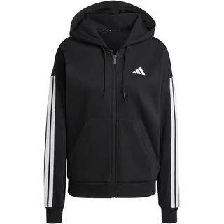 adidas Essentials 3-Streifen Full-Zip Fleece, Damen Kapuzensweater, schwarz - S