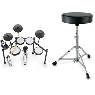 Alesis Nitro Max Kit Elektronische Schlagzeug mit Quiet Mesh Pads & XDrum Schlagzeughocker Semi - Höhenverstellbarer Drum Hocker