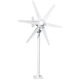 Rutaqian Windgenerator Windgenerator 800W, Windkraftanlage 12V 24V Windturbine mit 6 Blättern, 800 W, Stromerzeuge Kleinwindkraftanlage für Zuhause Garten Wohnmobil weiß