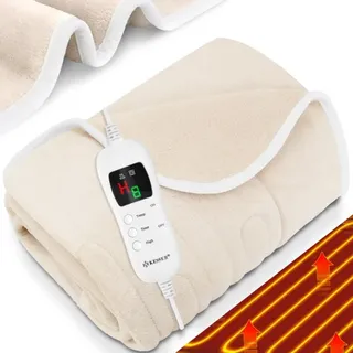 Kesser Heizdecke aus Plüsch tüv süd gs geprüft elektrische Wärmedecke mit Timer Abschaltautomatik Kuscheldecke 9 Temperaturstufen & waschbar Beige / 180 x