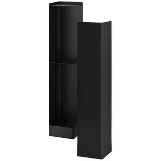 Yamazaki 1490 Tower Toilettenpapierhalter mit Rollen, schwarz, Stahl/Magnet, minimalistisch, 16 x 16 x 80,5 cm