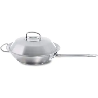Fissler Original-Profi Collection/Edelstahl-Wok (Ø 30 cm) Stielwok unbeschichtet, Asiapfanne mit Metall-Deckel, alle Herdarten - auch Induktion
